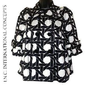 I-n-c black/white neutral print dress jacket size L